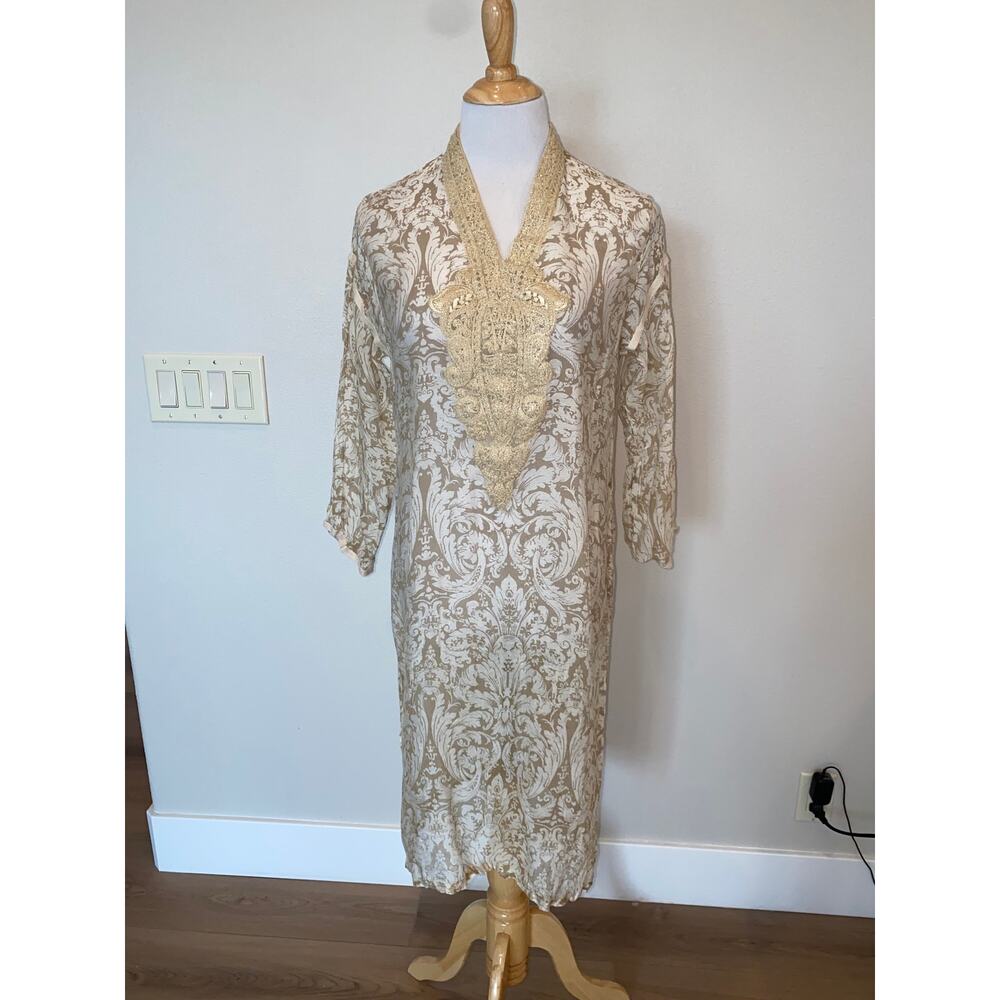 Sana Safinaz Tunic Sheer L/S Beige Cream Size large